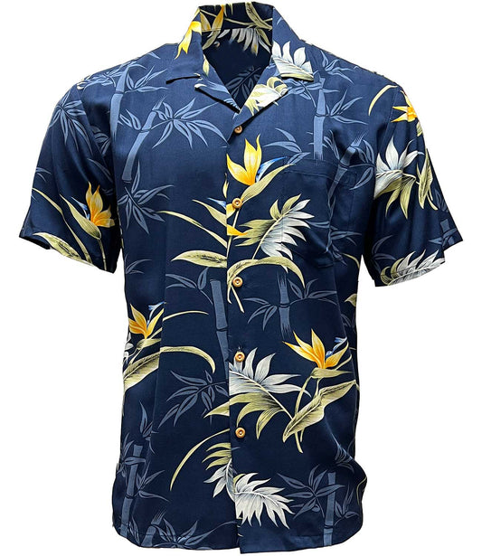 Bamboo Paradise - Navy Hawaiian Shirt