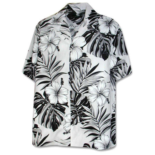 Big Hibiscus - White Hawaiian Shirt