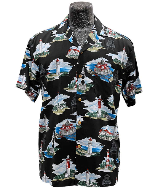 Black Lighthouse Hawaiian Shirt