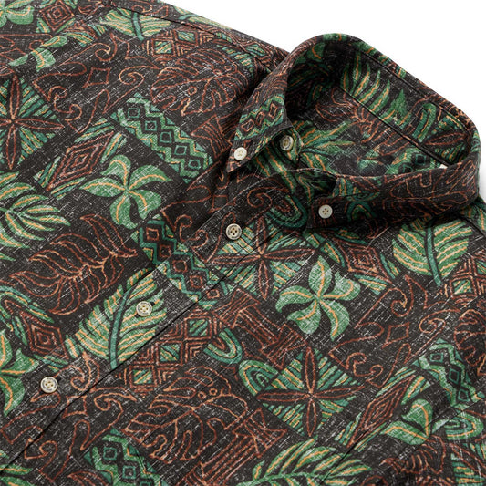 Black South Pacific Tapa Hawaiian Shirt