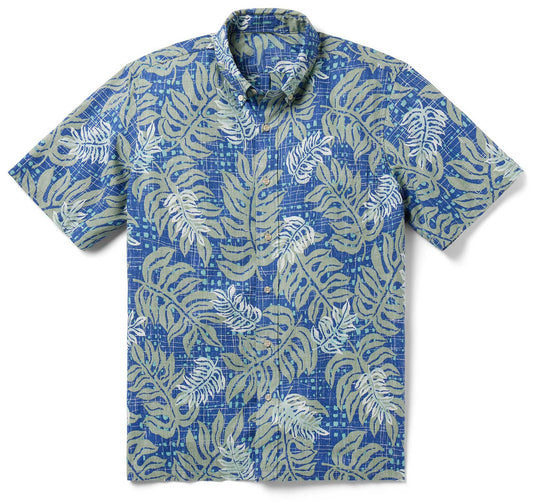 Blue Monstera Modern Hawaiian Shirt