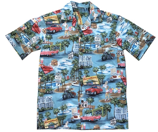 Blue Route 66 Memories Hawaiian Shirt