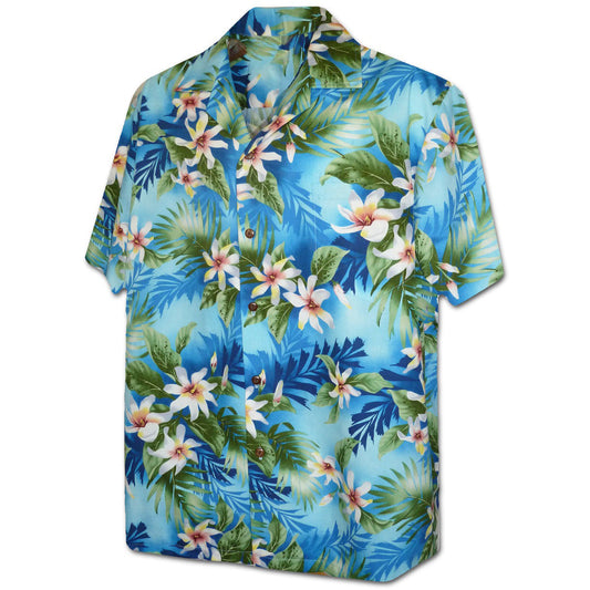 Blue Tropical Tiare Hawaiian Shirt
