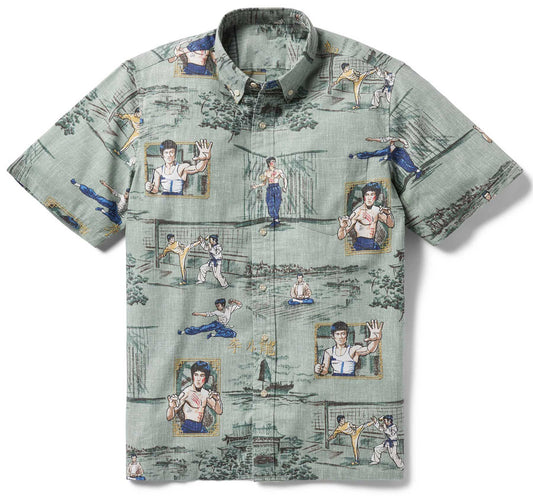 Bruce Lee Little Dragon - Jade Hawaiian Shirt