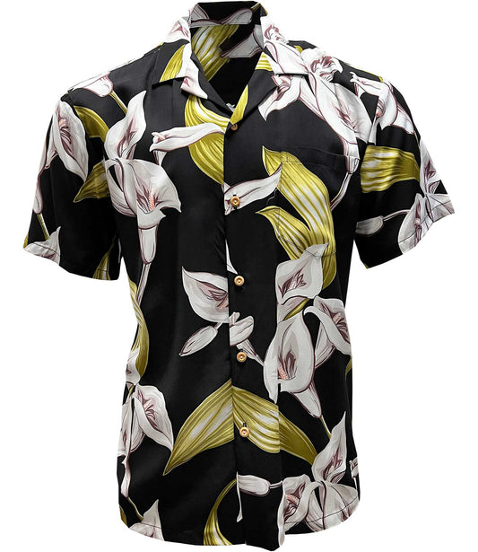 Calla Lily - Black Hawaiian Shirt