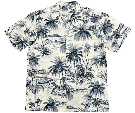 Charcoal Waikiki Beach Hawaiian Shirt