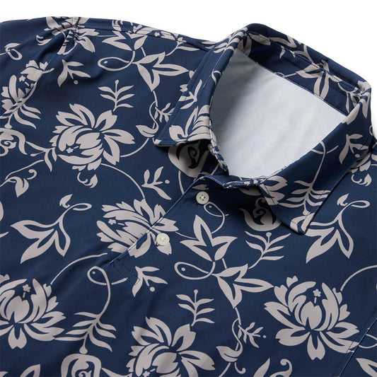 Classic Pareau Performance Polo - Insignia Blue Hawaiian Shirt