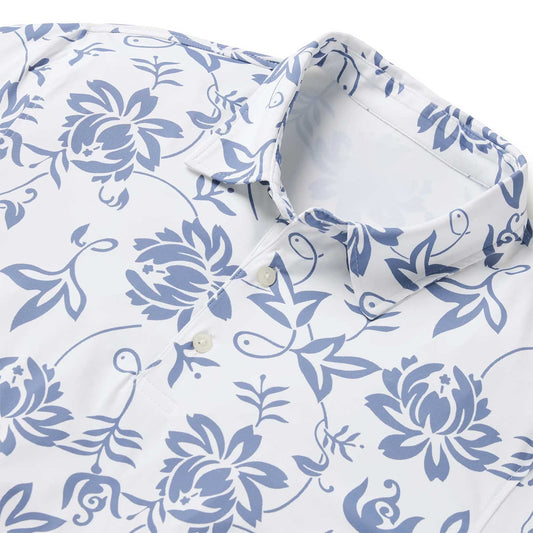 Classic Pareau Performance Polo - White Hawaiian Shirt