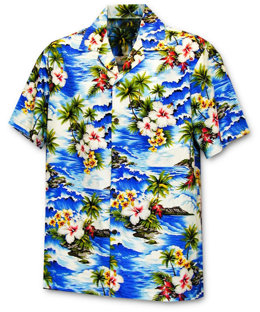 Diamond Head Beach - Blue Hawaiian Shirt