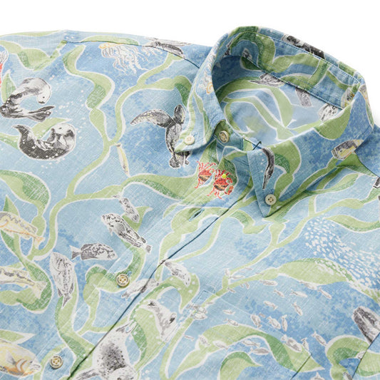 Faded Denim Monterey Bay Hawaiian Shirt