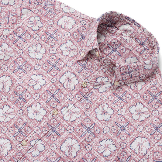 Faded Ginger Pua Patchwork Hawaiian Shirt