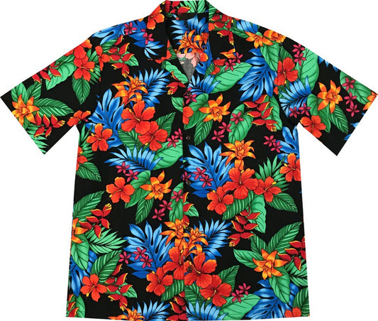 Floral Hipster Black Hawaiian Shirt