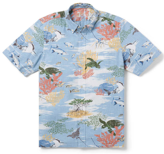 Florida Keys Dusty Blue Hawaiian Shirt