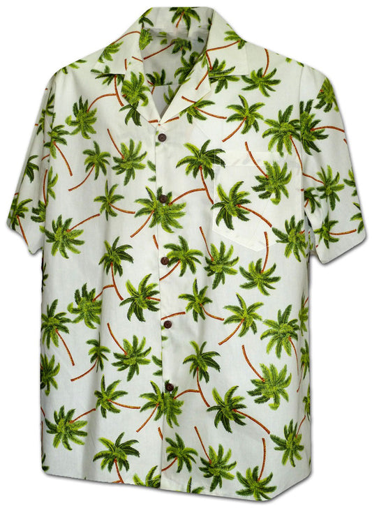 Flying Palm Trees Ivory Hawaiian Shirt