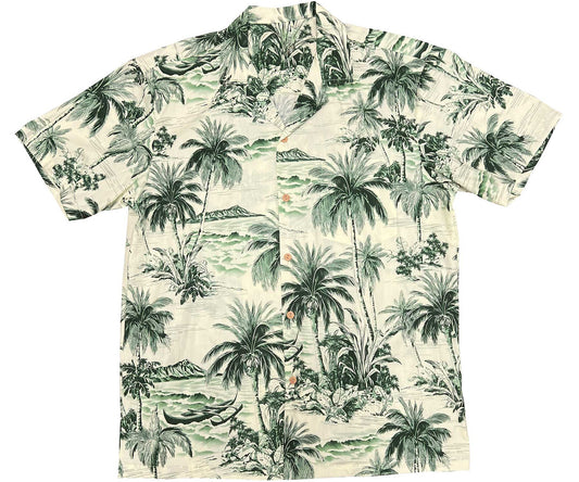 Green Waikiki Beach Hawaiian Shirt