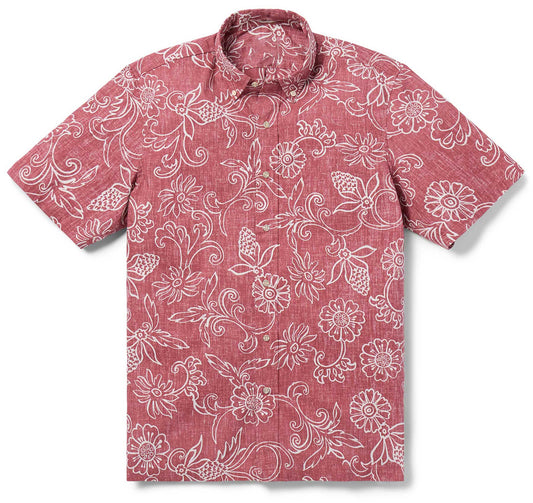 Hawaiian Gardenias Faded Ginger Hawaiian Shirt