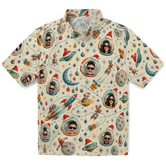 Retro Ivory Cream Astronaut Helmets Custom Hawaiian Shirt