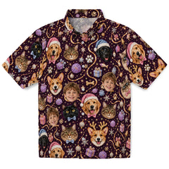 Cute Deep Plum Pet Portraits Custom Hawaiian Shirt for Pet Lovers