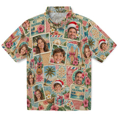 Vintage Cream Beige Stamp Collage Custom Hawaiian Shirt