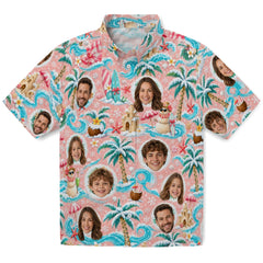 Tropical Blush Pink Frosted Palms Custom Hawaiian Shirt