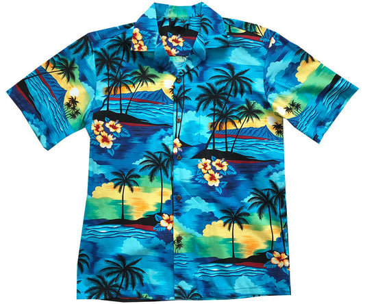 Hawaiian Sunset Blue Hawaiian Shirt