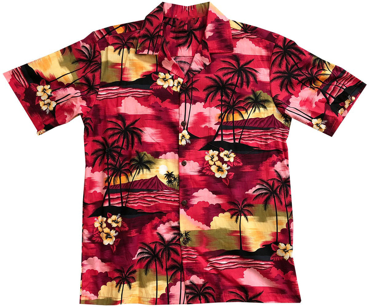 Hawaiian Sunset Red Hawaiian Shirt Custom Aloha Shirts — free download