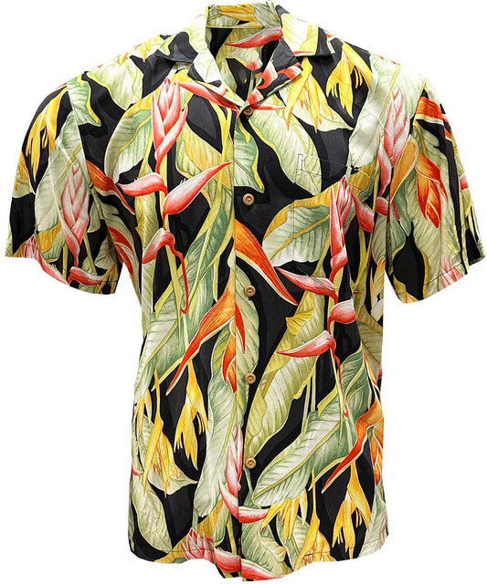 Heliconia Black Hawaiian Shirt