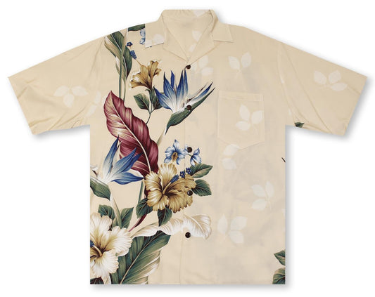 Hibiscus Paradise Beige Hawaiian Shirt