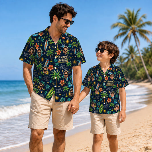 I Make the Rules I Break the Rules Custom Dad and Son Matching Hawaiian Shirts