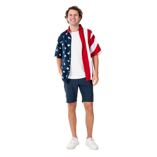 Men's Stars & Stripes Harmony Button-Down Hawaiian Shirt
