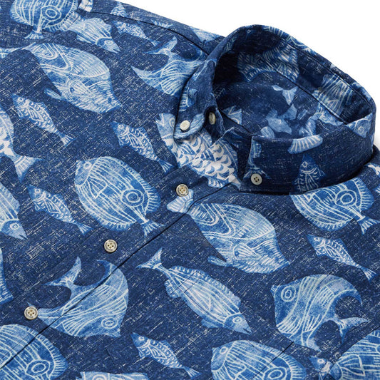 Navy The Reef Hawaiian Shirt