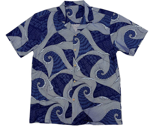 Navy Waves Hawaiian Shirt