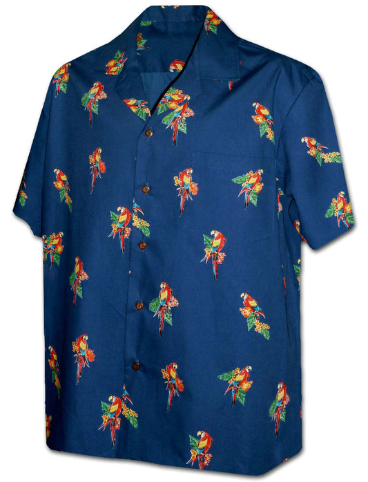 Navy Wild Parrot Hawaiian Shirt