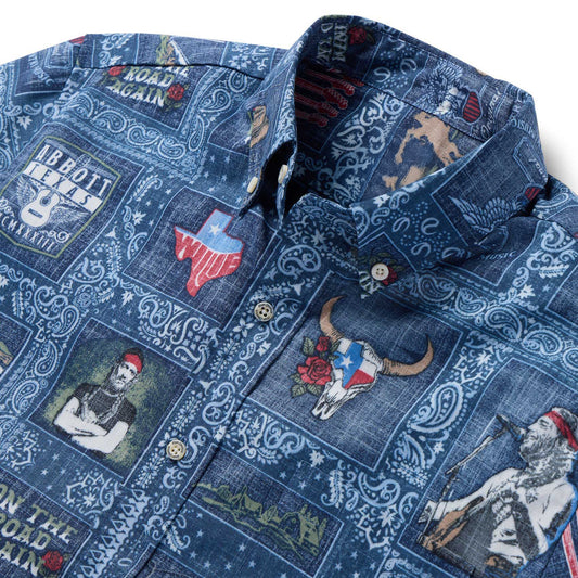 Navy Willie Nelson American Icon Hawaiian Shirt