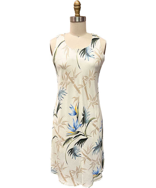 Ladies Bamboo Paradise Short Dress Cream Hawaiian Shirt