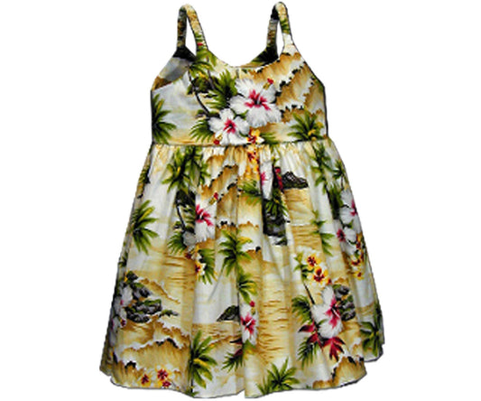Diamond Head Beach Maize Girl's Bungee Dress Hawaiian Shirt
