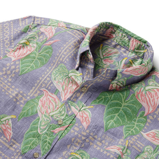 Purple Tapa Anthurium Hawaiian Shirt