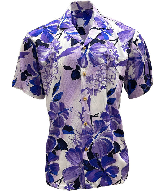 Purple Watercolor Hibiscus Hawaiian Shirt