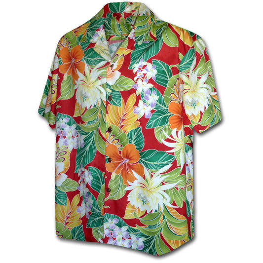 Red Maui Tropics Hawaiian Shirt