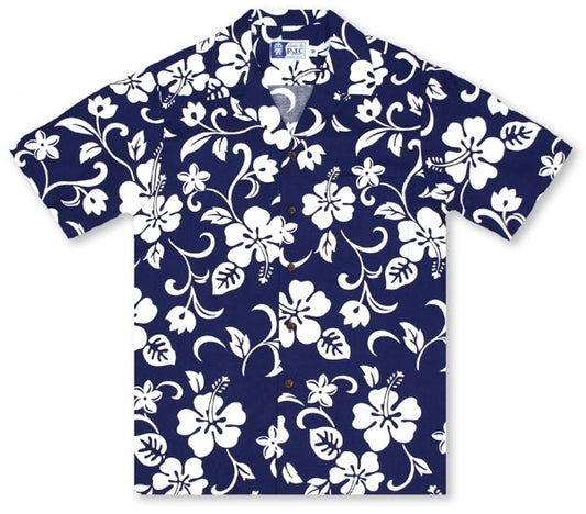 Boys Hibiscus - Blue Hawaiian Shirt