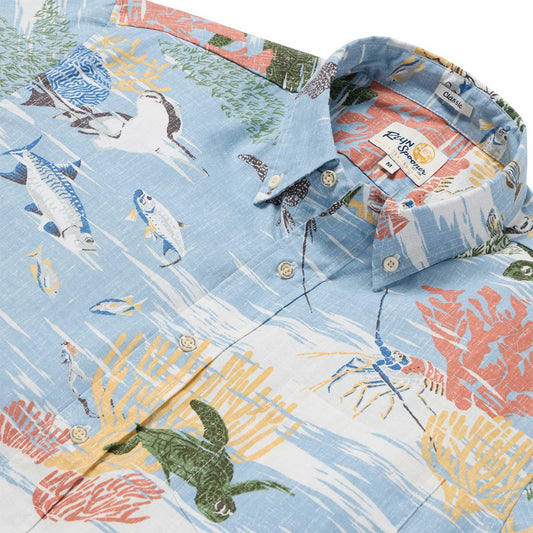 Florida Keys Dusty Blue Hawaiian Shirt
