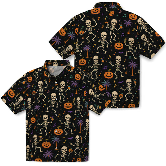 Spooky Black Dancing Skeletons Custom Hawaiian Shirt