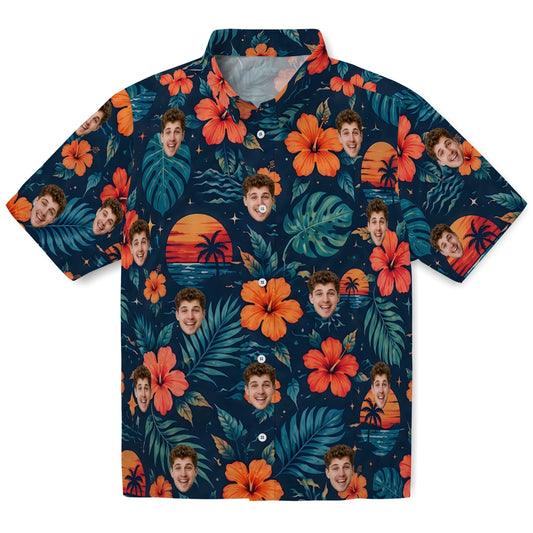 Tropical Blue Scenic Floral Toss Custom Hawaiian Shirt - blue custom face Hawaiian shirt best-selling design