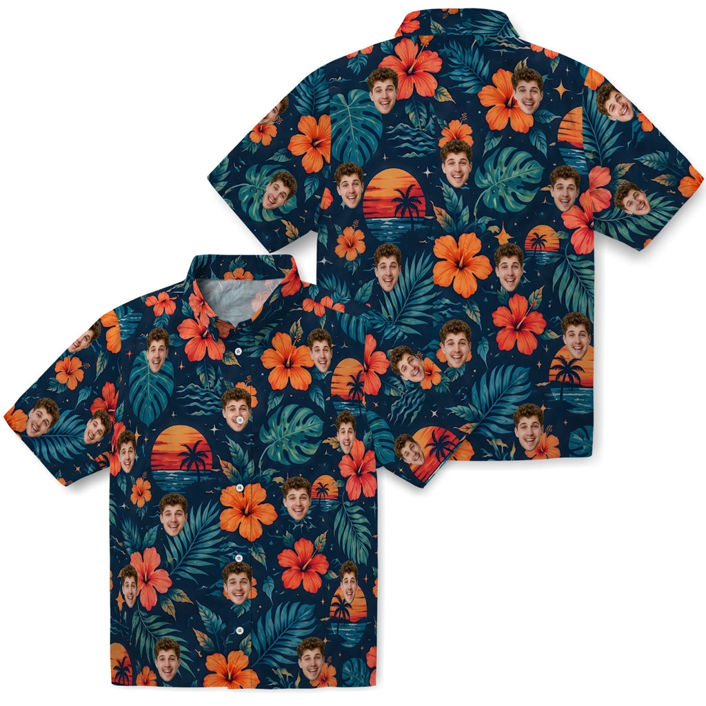 Tropical Blue Scenic Floral Toss Custom Hawaiian Shirt - blue custom face Hawaiian shirt high-quality print