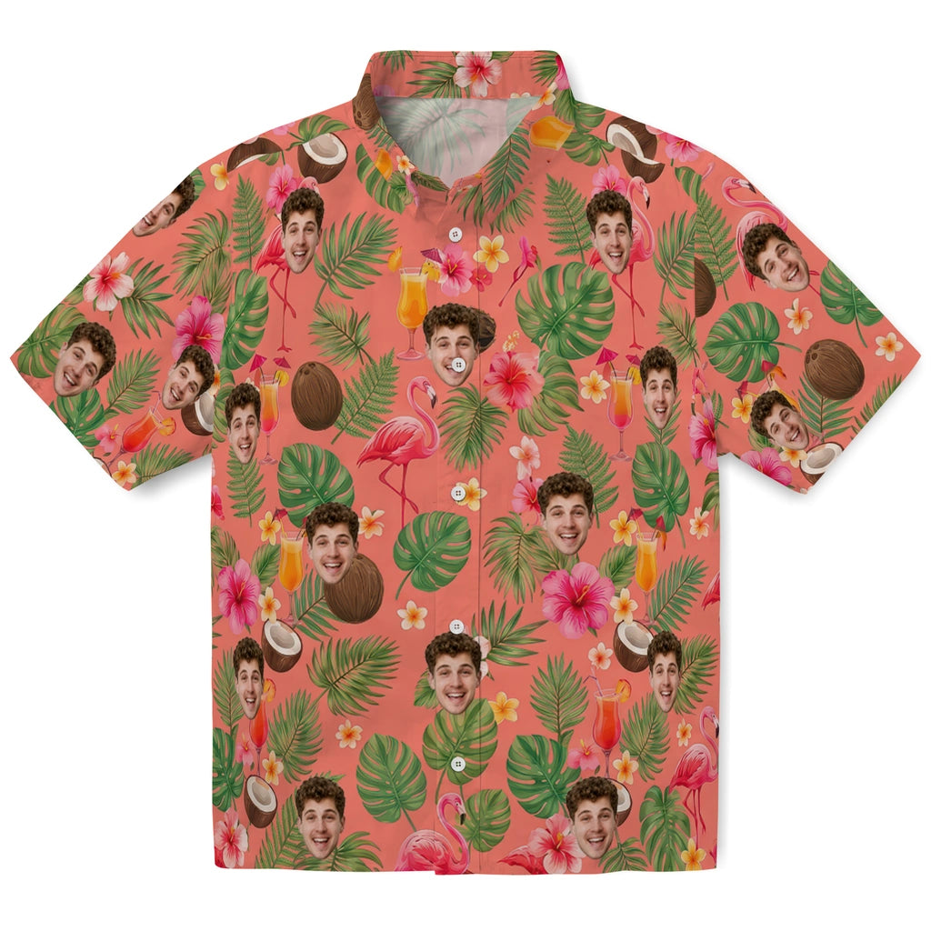 Tropical Coral Pink Illustrated Motif Scatter Custom Hawaiian Shirt - pink custom face Hawaiian shirt best-selling design