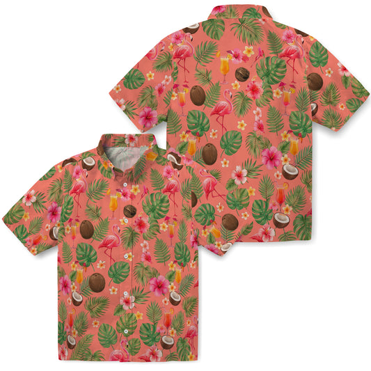 Tropical Coral Pink Motif Face Hawaiian Shirt