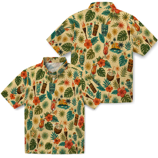 Tropical Cream Icon Toss Face Hawaiian Shirt