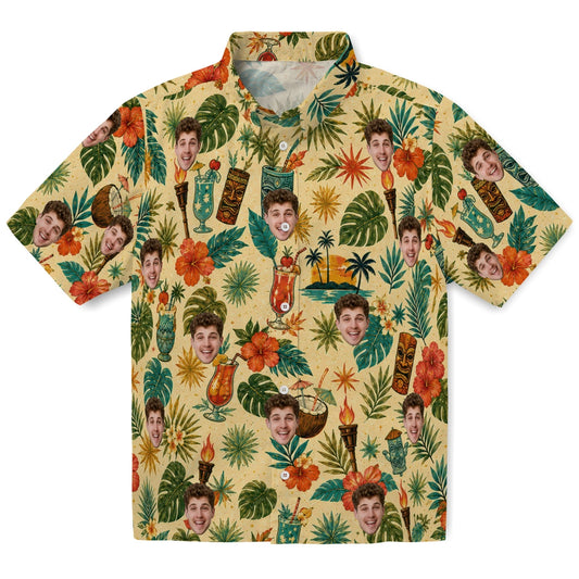 Tropical Cream Illustrated Icon Toss Custom Hawaiian Shirt - cream custom face Hawaiian shirt best-selling design