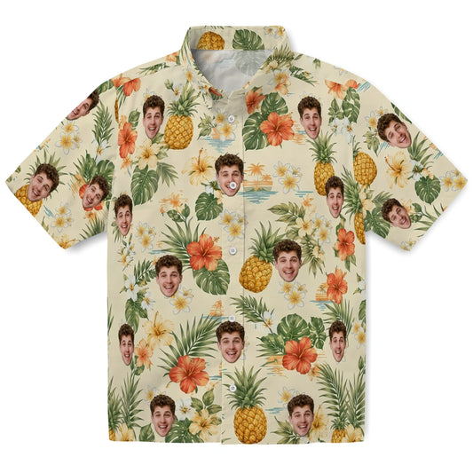 Tropical Cream Yellow Botanical Fruit Scatter Custom Hawaiian Shirt - yellow botanical Hawaiian shirt best-selling design