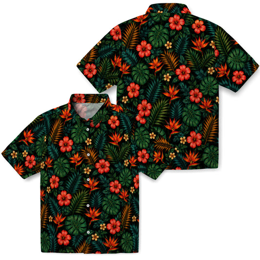 Tropical Deep Black Botanical Face Hawaiian Shirt